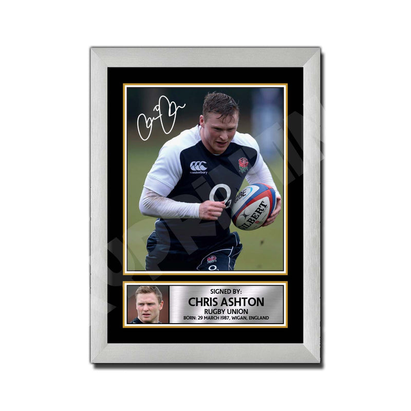 CHRIS ASHTON 2 Limited Edition Rugby Player Signed Print - Rugby