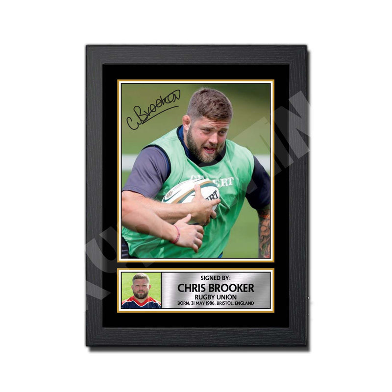 CHRIS BROOKER 1 Limited Edition Rugby Player Signed Print - Rugby