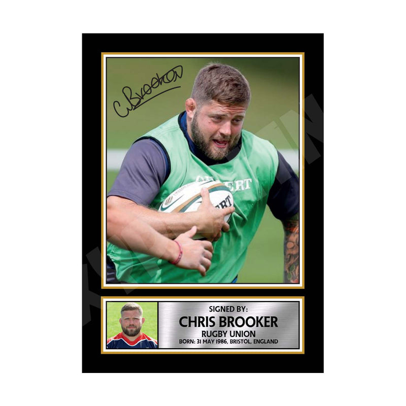 CHRIS BROOKER 1 Limited Edition Rugby Player Signed Print - Rugby