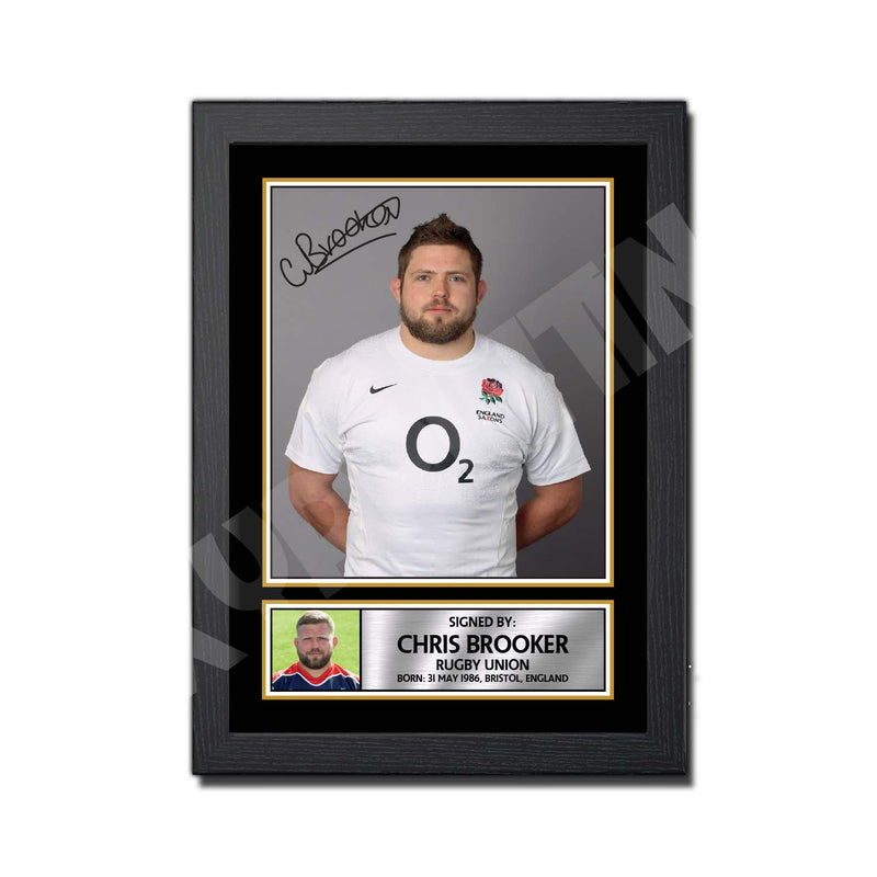 CHRIS BROOKER 2 Limited Edition Rugby Player Signed Print - Rugby