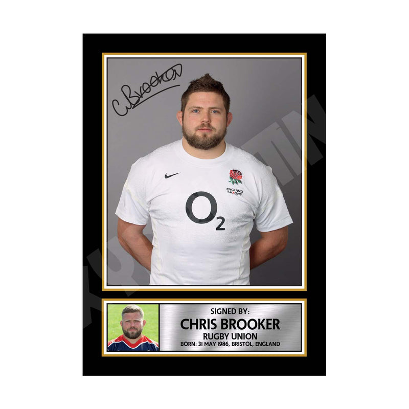 CHRIS BROOKER 2 Limited Edition Rugby Player Signed Print - Rugby