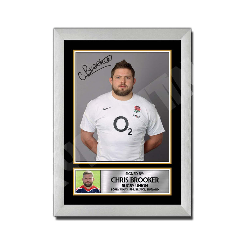 CHRIS BROOKER 2 Limited Edition Rugby Player Signed Print - Rugby
