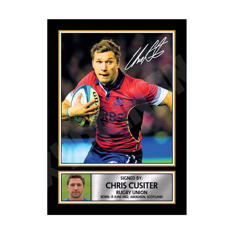 CHRIS CUSITER 1 Limited Edition Rugby Player Signed Print - Rugby