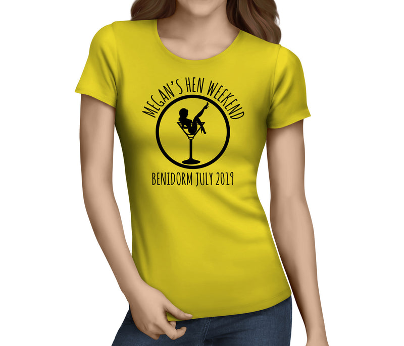 Circular Silhouette Black Custom Hen T-Shirt - Any Name - Party Tee