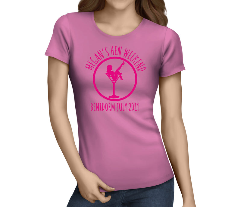 Circular Silhouette Colour Custom Hen T-Shirt - Any Name - Party Tee