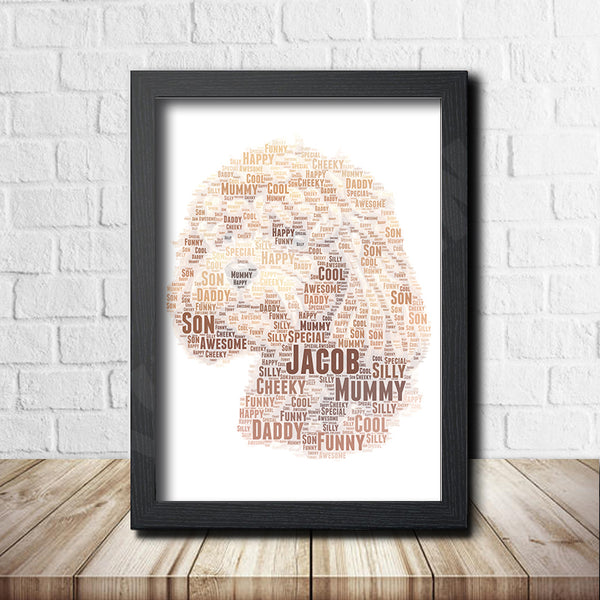 Personalised cockapoo word art print in a black frame
