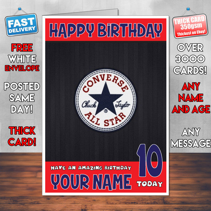 CONVERSE BM2 THEME INSPIRED Kids Adult Personalised Birthday Card Birthday Card