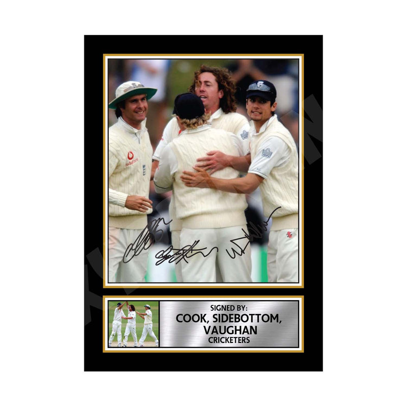 COOK SIDEBOTTOM VAUGHAN Limited Edition Cricketer Signed Print - Cricket Player