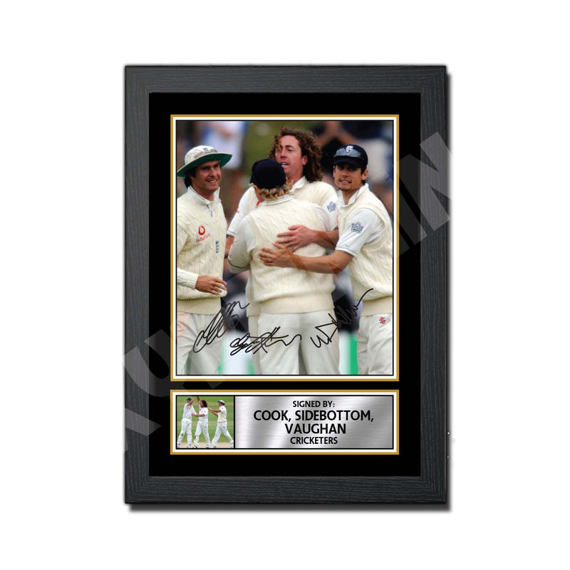 COOK SIDEBOTTOM VAUGHAN Limited Edition Cricketer Signed Print - Cricket Player