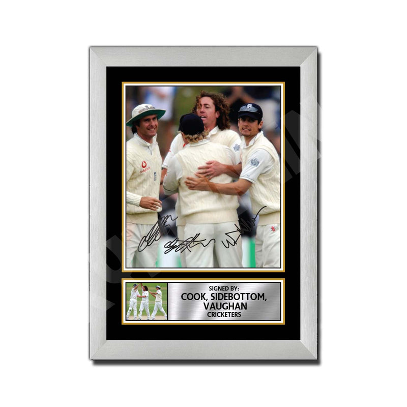 COOK SIDEBOTTOM VAUGHAN Limited Edition Cricketer Signed Print - Cricket Player