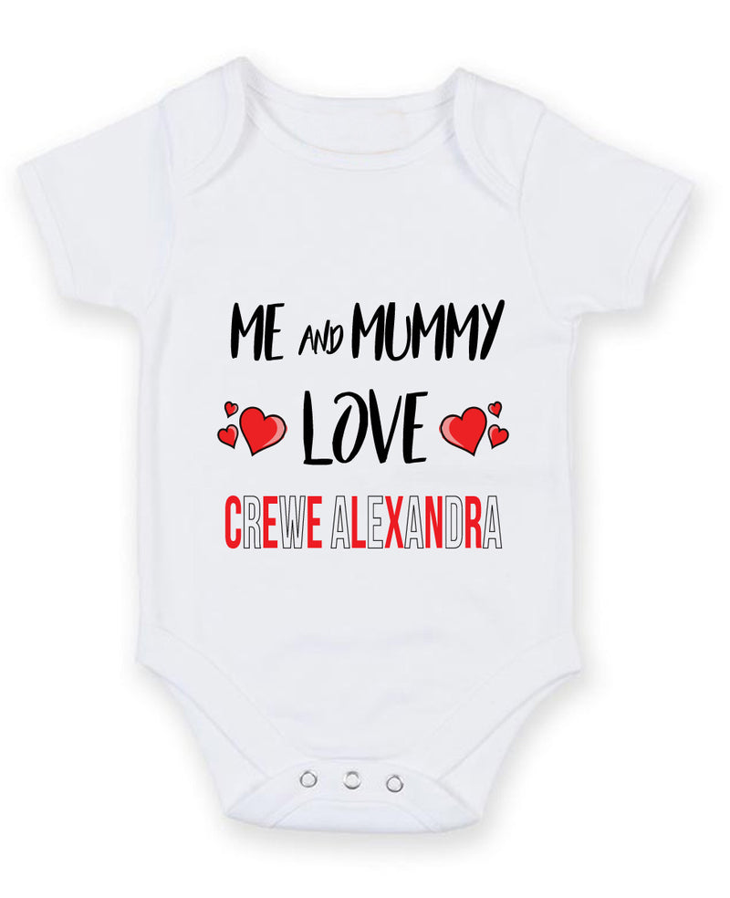 Me and Mummy love CREWE ALEXANDRA Personalised FOOTBALL TEAM Baby Grow