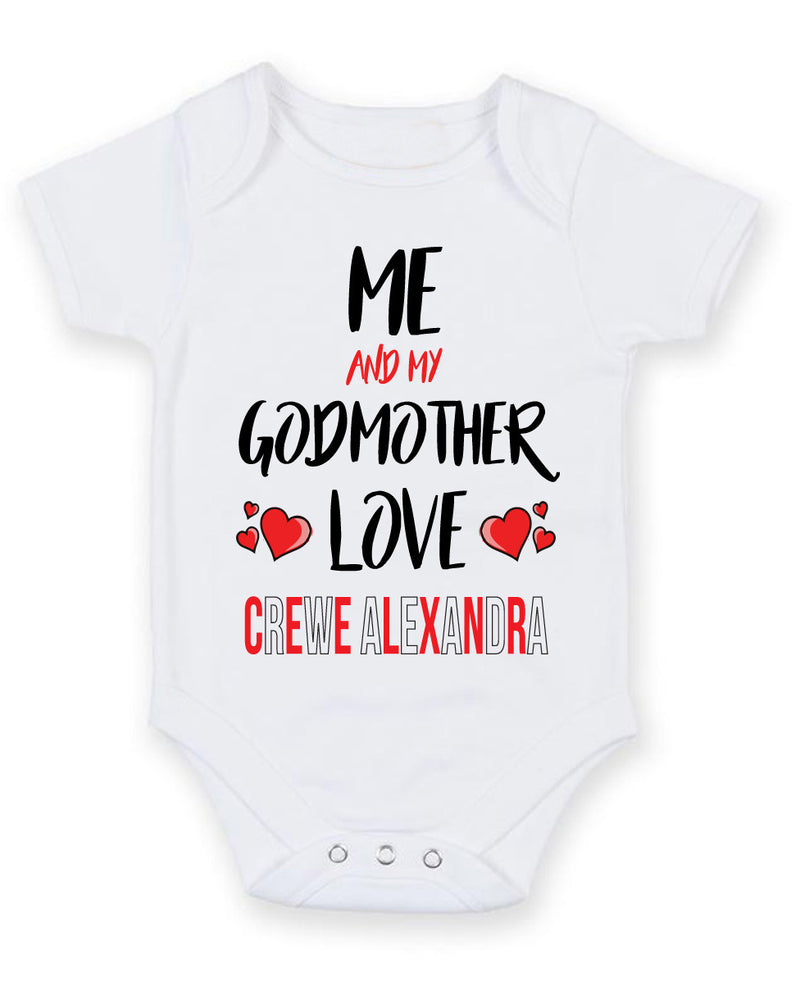 Me and My Godmother Love CREWE ALEXANDRA Personalised FOOTBALL TEAM Baby Grow