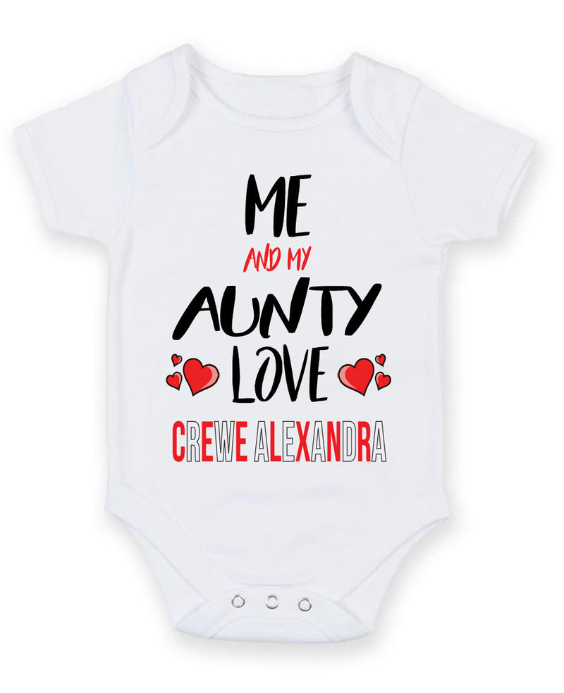 Me and My Aunty Love CREWE ALEXANDRA Personalised FOOTBALL TEAM Baby Grow