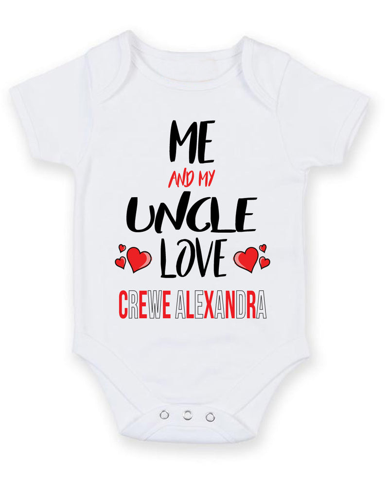 Me and My Uncle Love CREWE ALEXANDRA Personalised FOOTBALL TEAM Baby Grow
