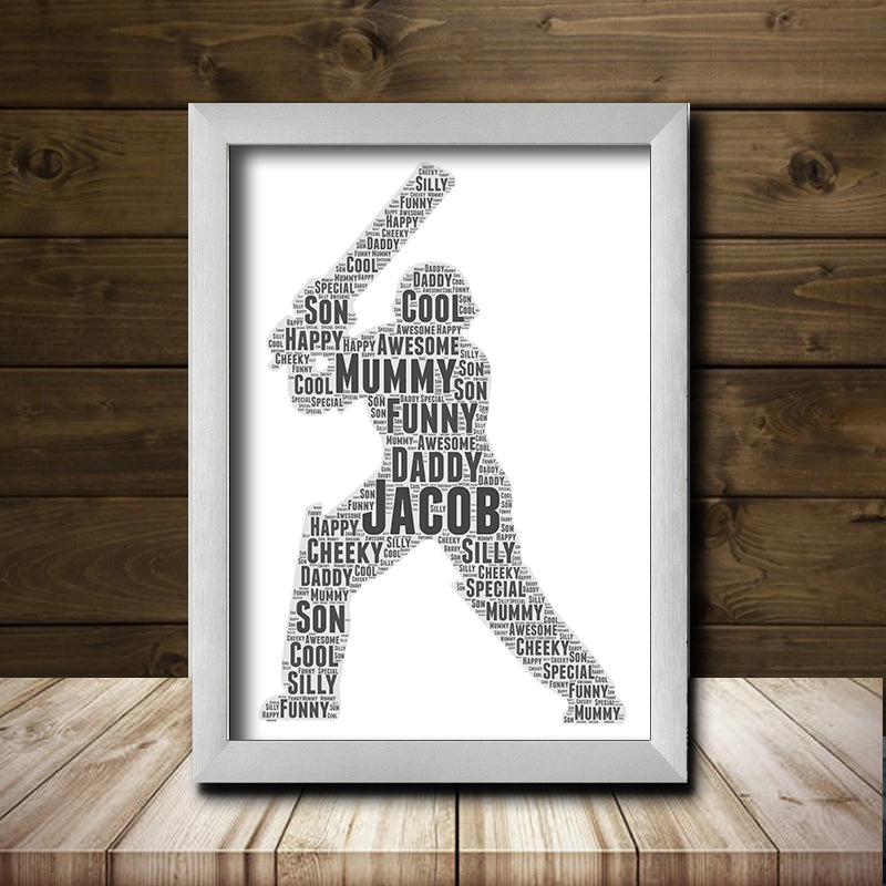 Personalised Cricket 1 Word Art Poster Print