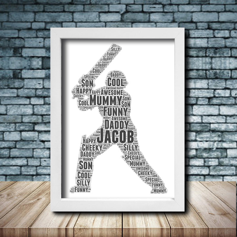 Personalised Cricket 1 Word Art Poster Print