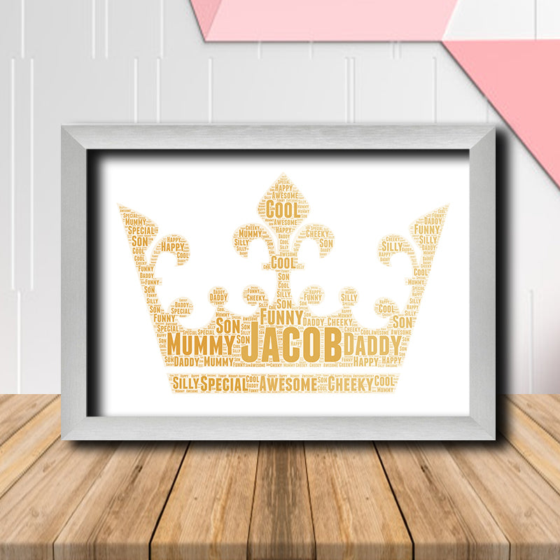 Personalised Crown 1 Word Art Poster Print