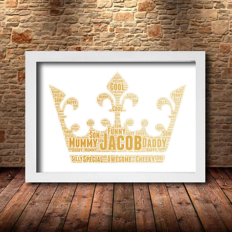 Personalised Crown 1 Word Art Poster Print