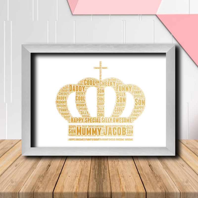 Personalised Crown 2 Word Art Poster Print