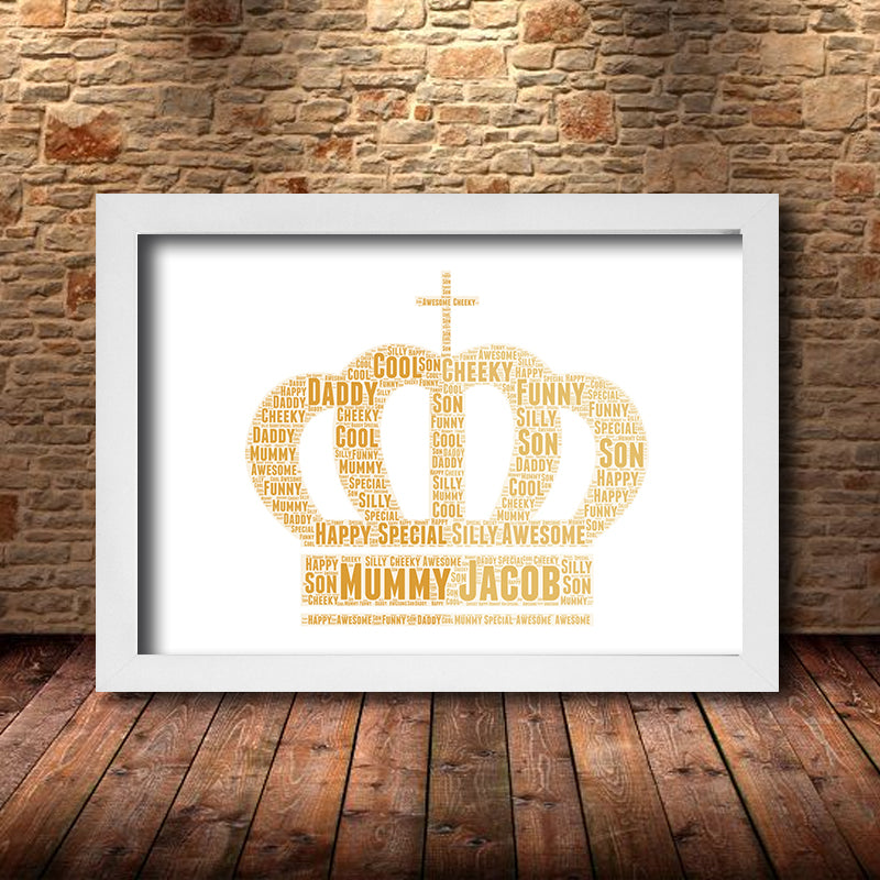 Personalised Crown 2 Word Art Poster Print