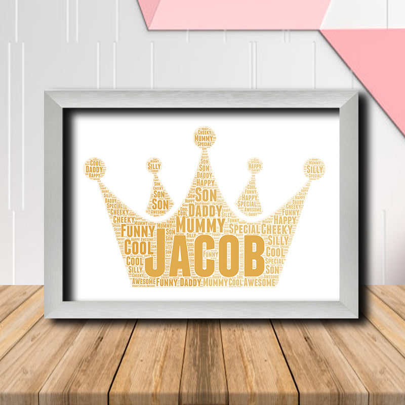 Personalised Crown 3 Word Art Poster Print