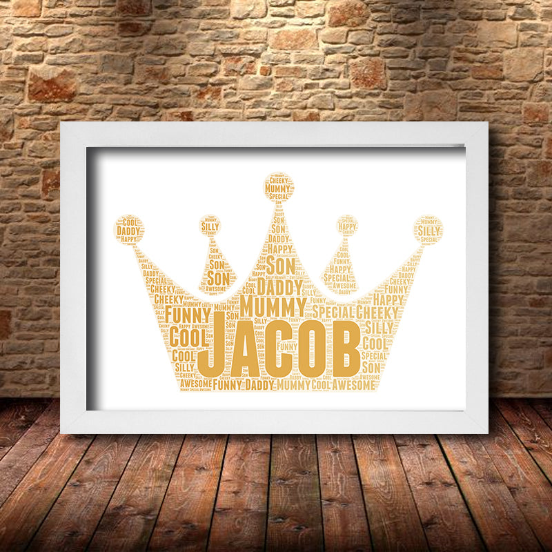 Personalised Crown 3 Word Art Poster Print