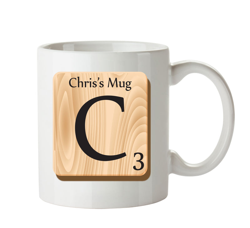 Initial "C" Your Name Scrabble Mug FUNNY