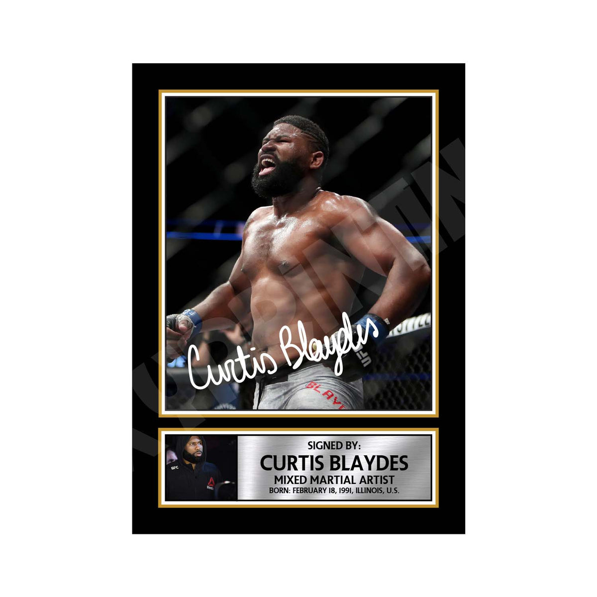 CURTIS BLAYDES MMA Wrestler Printed Signature Print – MMA Wrestling – Curtis Blaydes MMA Wrestler Printed Signature Print – A1 Print Only