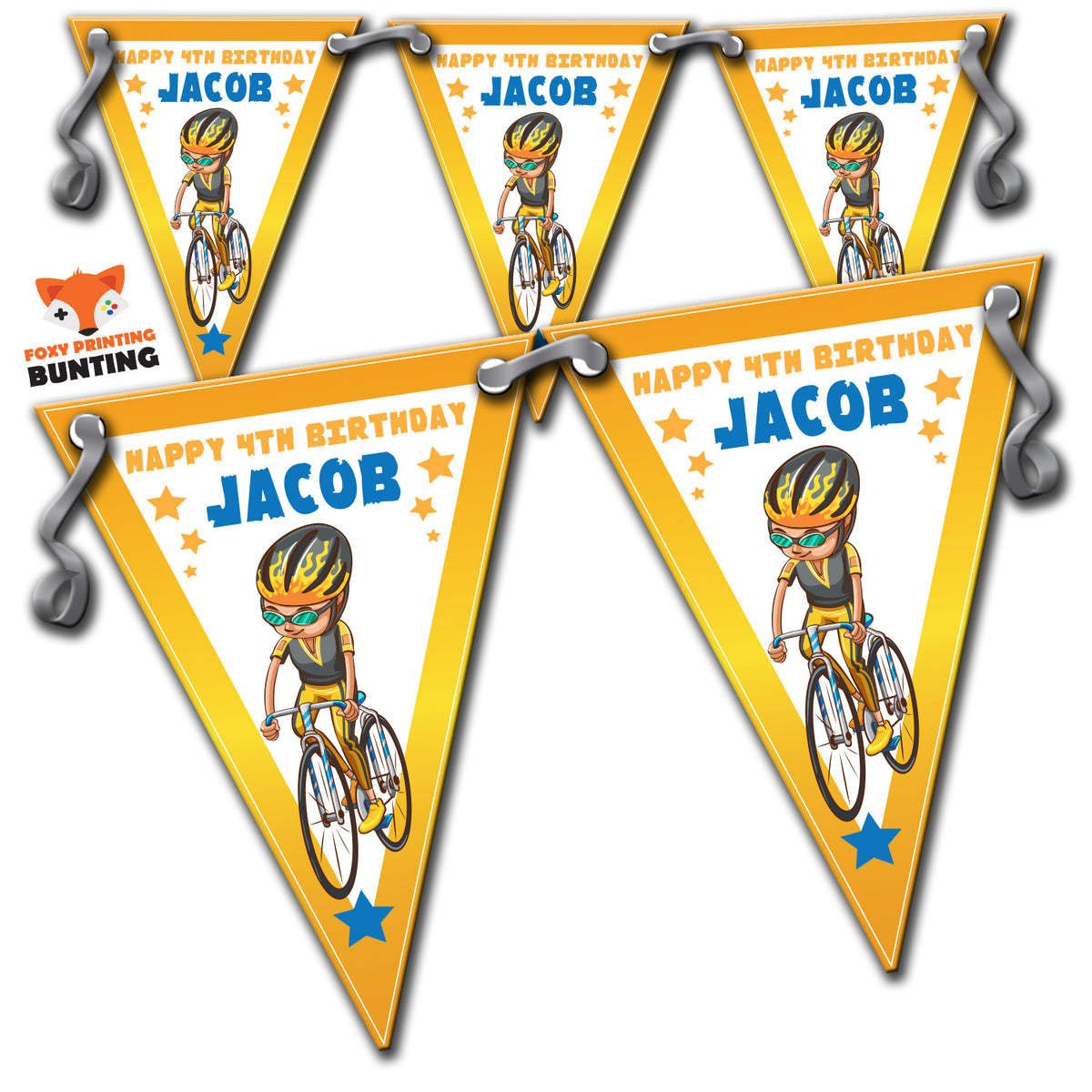 CYCLING PARTY Bunting Premium Party Decorations  (Standard Bunting (14.8cm X 21cm)) – Cycling Party Bunting