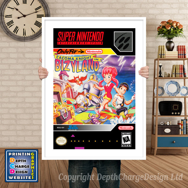 Cacoma Knight in Bizyland Super Nintendo Game Inspired Theme Retro Gaming Poster