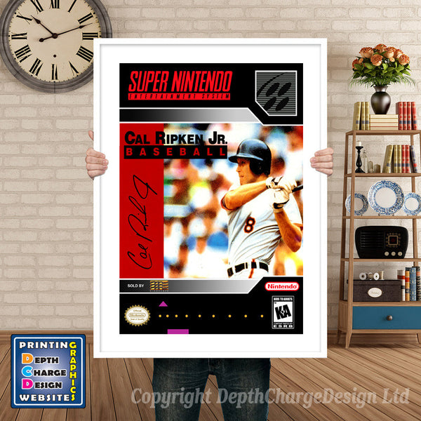 Cal Ripkin Jr Baseball Super Nintendo Game Inspired Theme Retro Gaming Poster