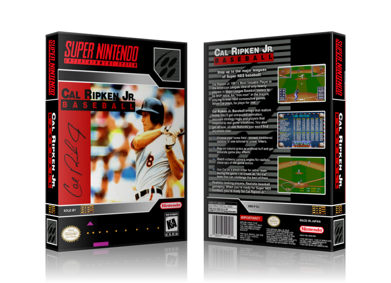 Cal Ripkin Jr Baseball Replacement Nintendo SNES Game Case Or Cover
