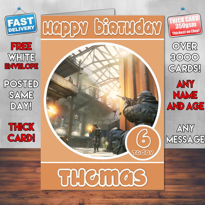 Call Of Duty Modern Warfare Inspired Style Game Kids Inspired Birthday Card (SA)