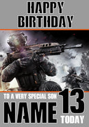 Call Of Duty 1 Theme INSPIRED Personalised Birthday Card