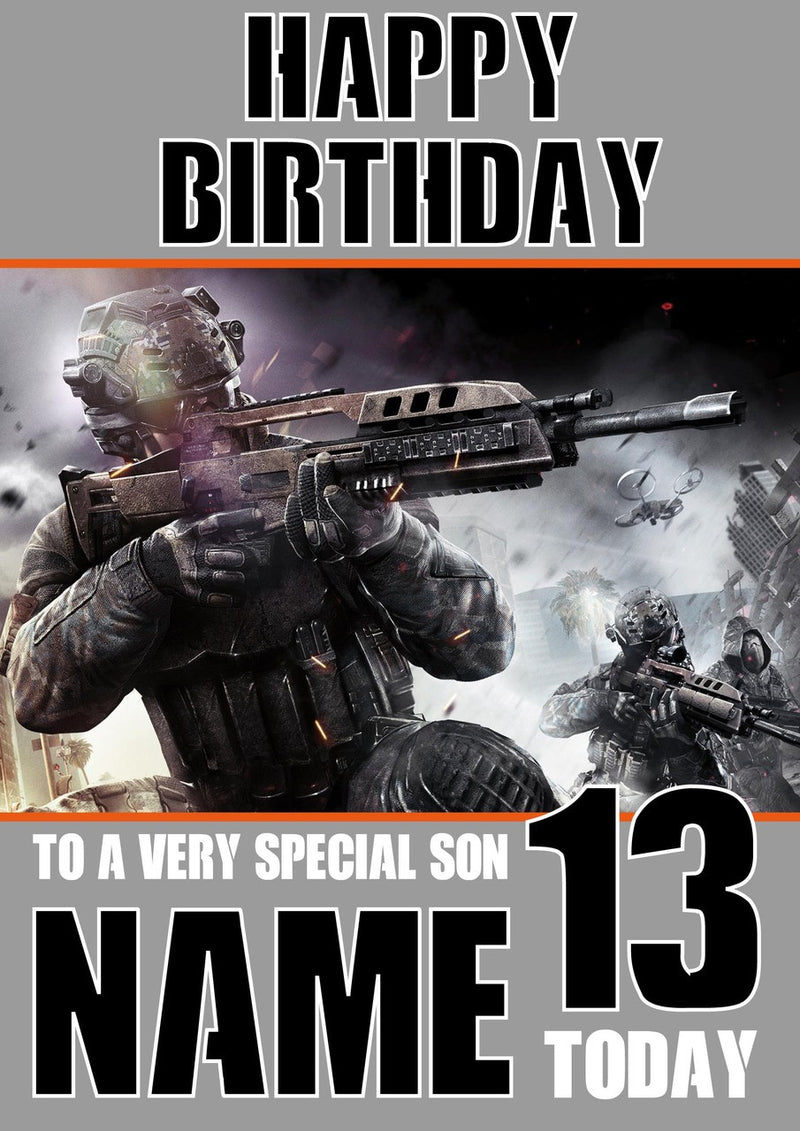 Call Of Duty 1 Theme INSPIRED Personalised Birthday Card