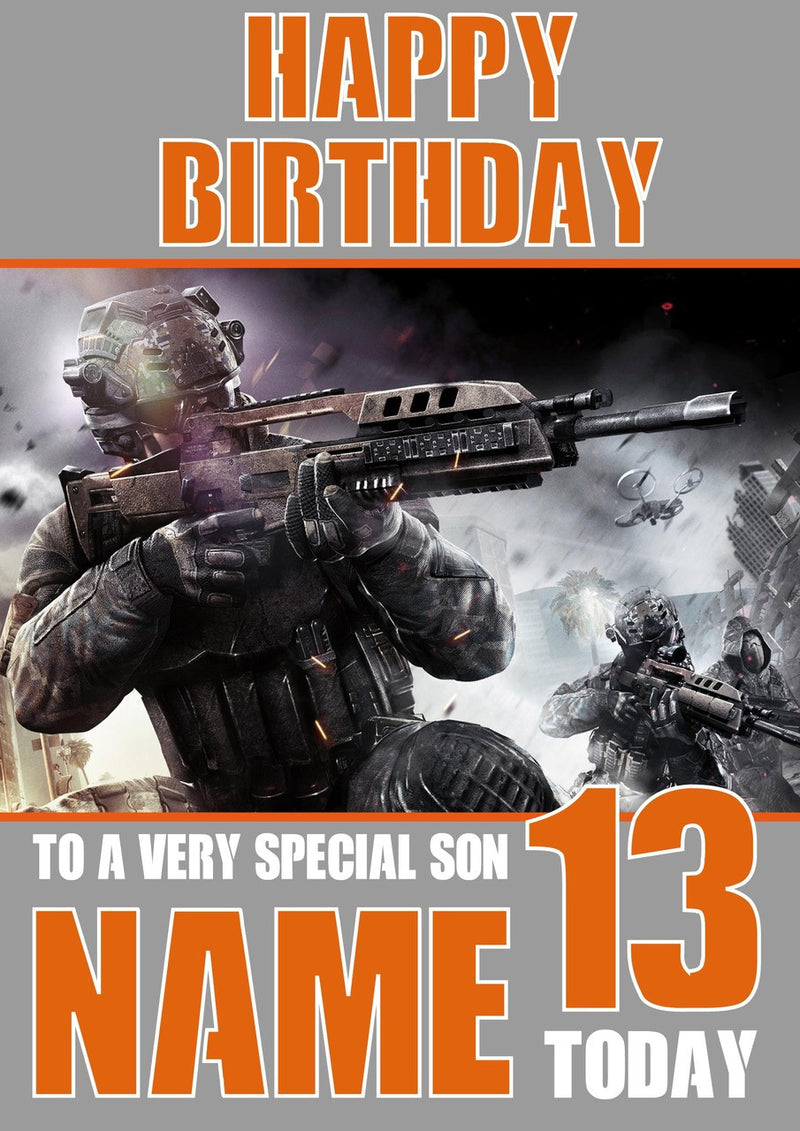Call Of Duty 2 Theme INSPIRED Personalised Birthday Card
