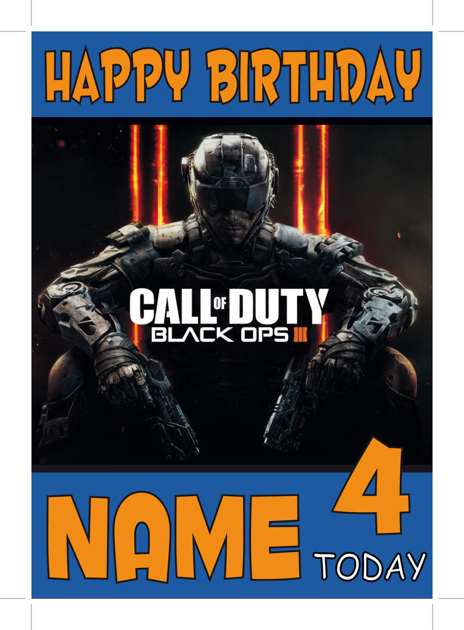 Call Of Duty 3 Game THEME INSPIRED Kids Adult Personalised Birthday Card Birthday Card