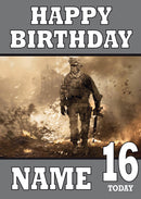 Call Of Duty Design 4 THEME INSPIRED Kids Adult Personalised Birthday Card Birthday Card