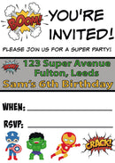 10 X Personalised Printed Calling All Superheros 4 INSPIRED STYLE Invites