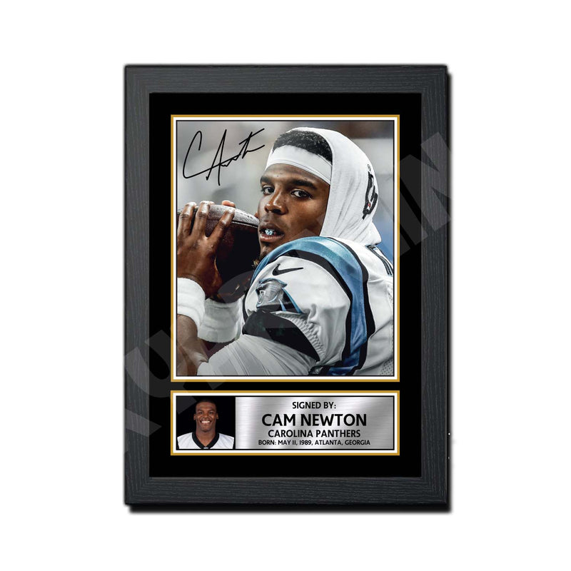 Cam Newton 1 Limited Edition Football Signed Print - American Footballer