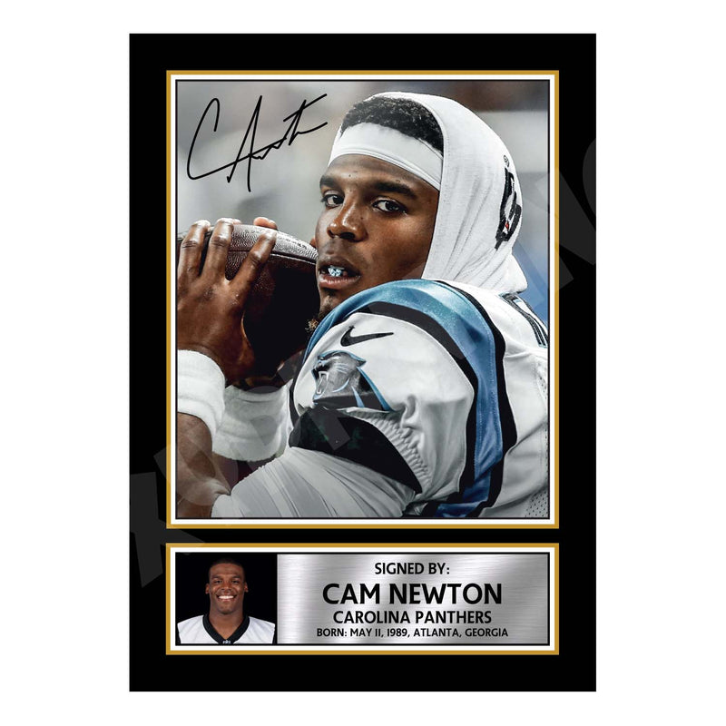 Cam Newton 1 Limited Edition Football Signed Print - American Footballer
