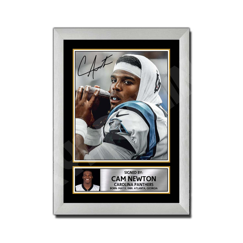 Cam Newton 1 Limited Edition Football Signed Print - American Footballer