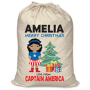 PERSONALISED Cartoon Inspired Super Hero Captain USA Girl - XL Children's Christmas Santa Sack CUSTOMISE Present