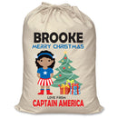 PERSONALISED Cartoon Inspired Super Hero Captain USA Girl BROOKE - XL Children's Christmas Santa Sack CUSTOMISE Present