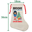 PERSONALISED Cartoon Inspired Super Hero Captain USA Girl BROOKE HIGH QUALITY Large CHRISTMAS STOCKING - Any Name you want!