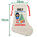 PERSONALISED Cartoon Inspired Super Hero Captain USA Girl EMILY HIGH QUALITY Large CHRISTMAS STOCKING - Any Name you want!