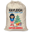 PERSONALISED Cartoon Inspired Super Hero Captain USA Girl KAYLEIGH - XL Children's Christmas Santa Sack CUSTOMISE Present