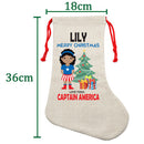 PERSONALISED Cartoon Inspired Super Hero Captain USA Girl LILY HIGH QUALITY Large CHRISTMAS STOCKING - Any Name you want!