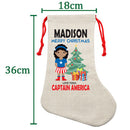 PERSONALISED Cartoon Inspired Super Hero Captain USA Girl MADISON HIGH QUALITY Large CHRISTMAS STOCKING - Any Name you want!
