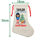 PERSONALISED Cartoon Inspired Super Hero Captain USA Girl TAYLOR HIGH QUALITY Large CHRISTMAS STOCKING - Any Name you want!